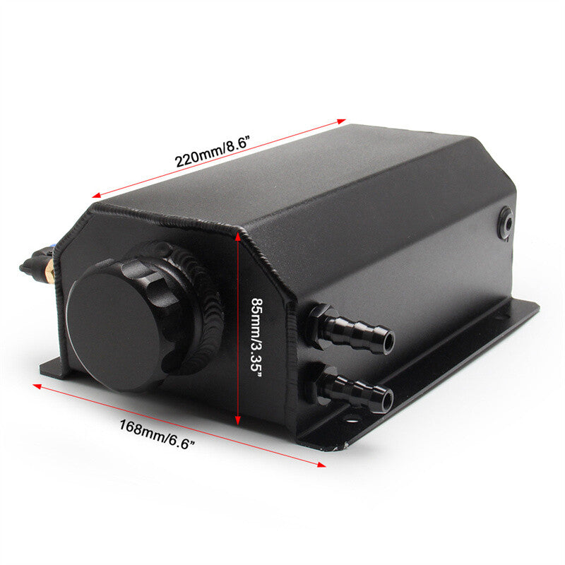 Universal 2L Coolant Radiator Overflow Tank Reservoir Expansion Black Aluminum