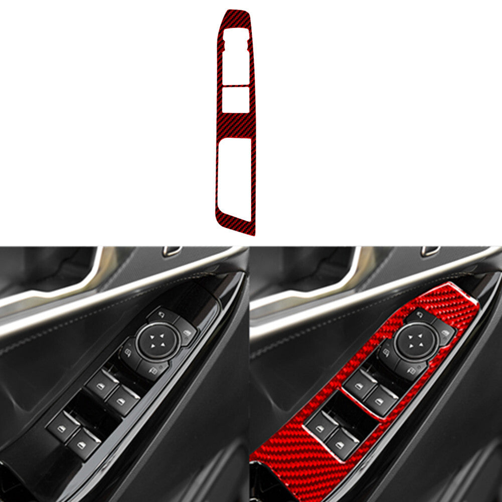 Red Carbon Fiber Driver Side Door Lift Switch Trim for Ford Explorer 2020-2023