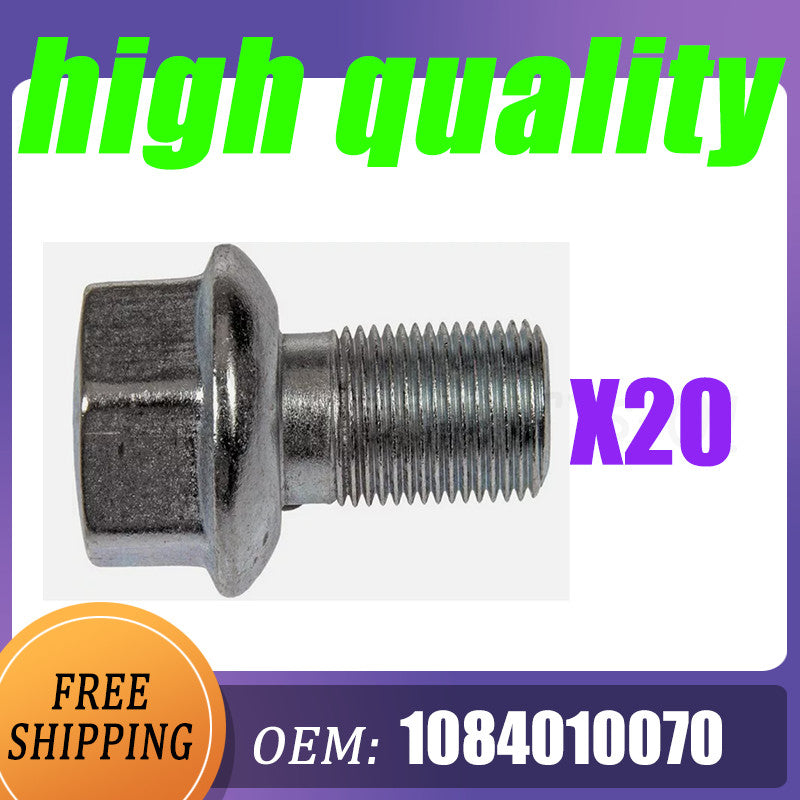 5-pack chrome-plated 12x1.5 ball for seat wheel lug bolts, 28mm shank, suitable for Mercedes stock wheels.