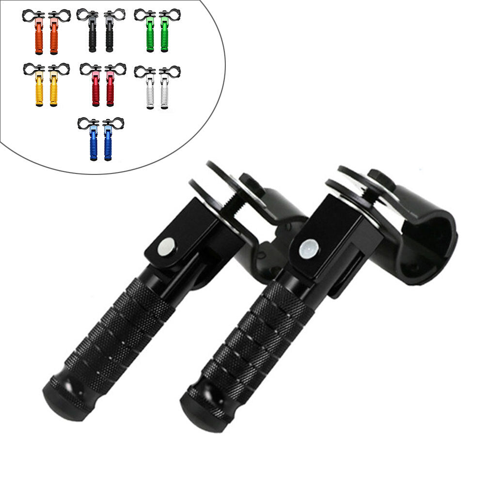 Folding Rearsets Folded Motorbike Footrest Bicycle Foot Pegs Pedal Black CNC 2x