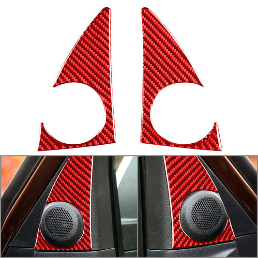 2x Carbon Fiber A Pillar Loudspeaker Panel Trim Red Fit for Toyota Tundra 2014-2021