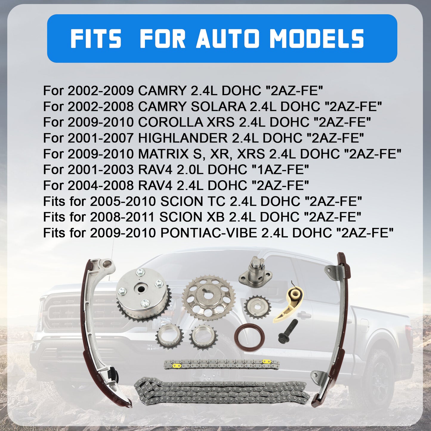 Timing Chain Kit fit for Pontiac 2.4L DOHC 16v 1AZFE 2AZFE 01-11 for Toyota