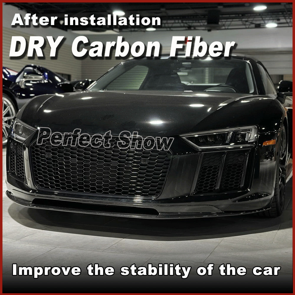 Fit for Audi R8 4S V10 Gen 2 2016-2018 Dry Carbon Fiber Front Bumper Lip Spoiler