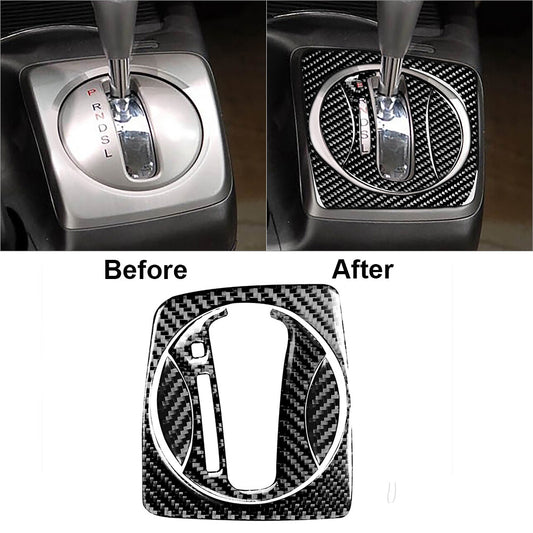 for Honda for Civic 8th 2006-2011 Carbon Fiber Auto Gear Shift Panel Cover Trim 4Pcs