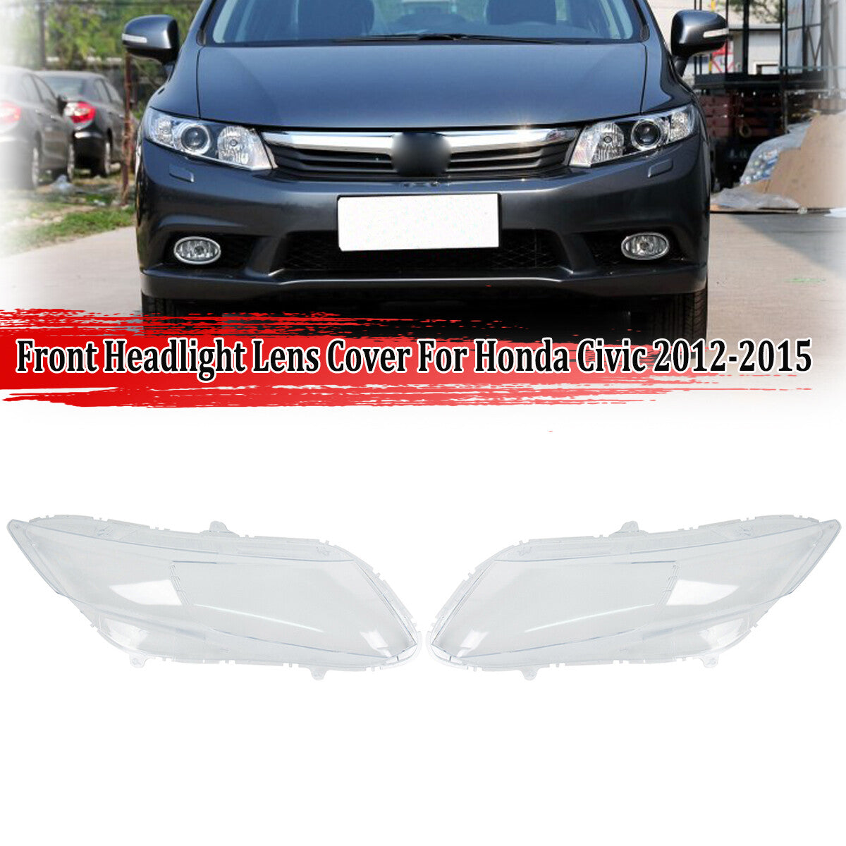 A pair of headlight lens covers for Honda for Civic , 2012-2013-2015.