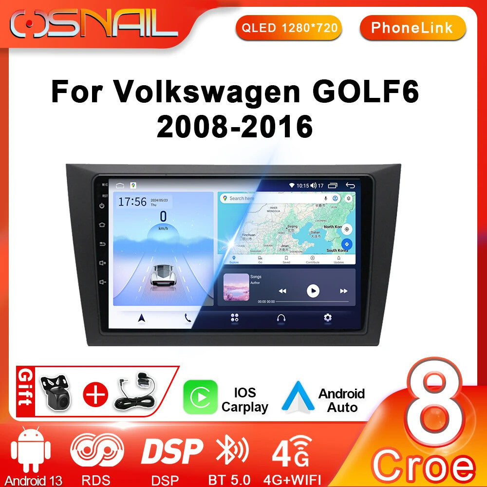 Android Auto for Volkswagen for Golf 6 2008-2016 Car Radio CarPlay GPS Player Screen