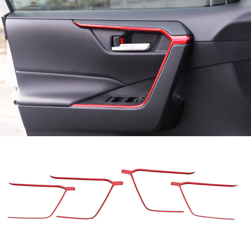 Fit for Toyota RAV4 2019-2023 Red ABS Interior Door Armrest Strip Cover Trims4