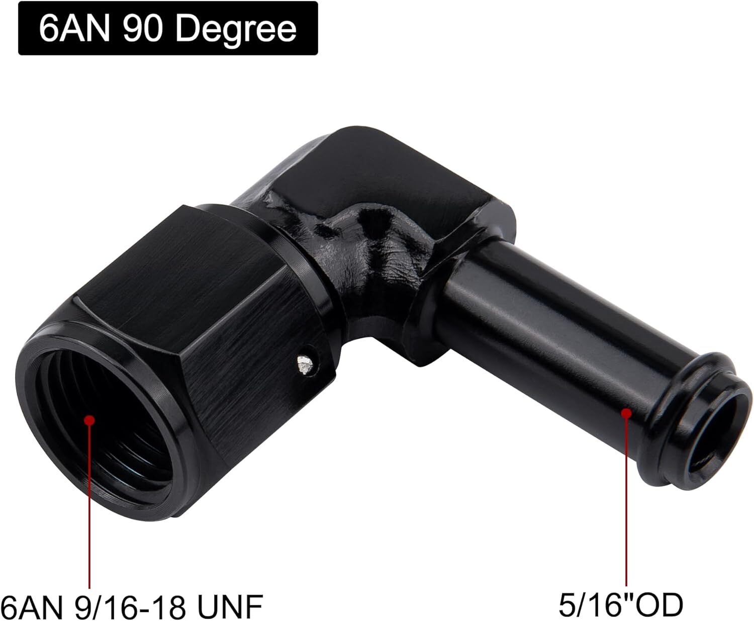 90-degree -6 AN female head rotates to 5/16 inch lever connector adapter