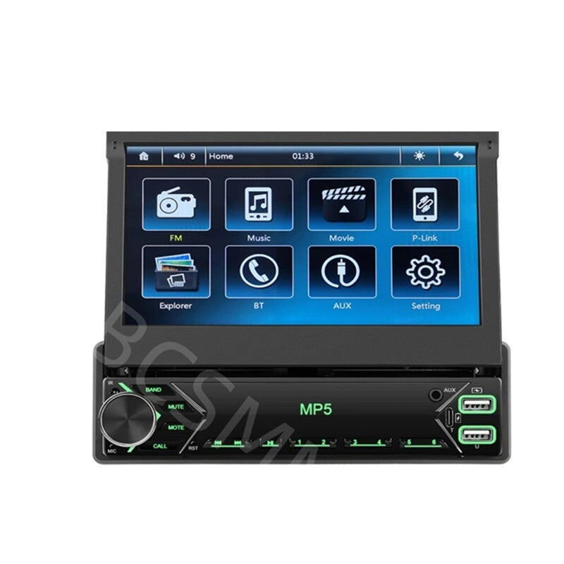 Single 1 DIN 7IN Car Radio Stereo Player HD Touch Screen Flip Out SWC AUX USB