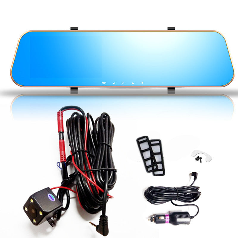Dual Lens Rear View Mirror Video Car4.3 Driving Recorder DVR Monitor Back Camera