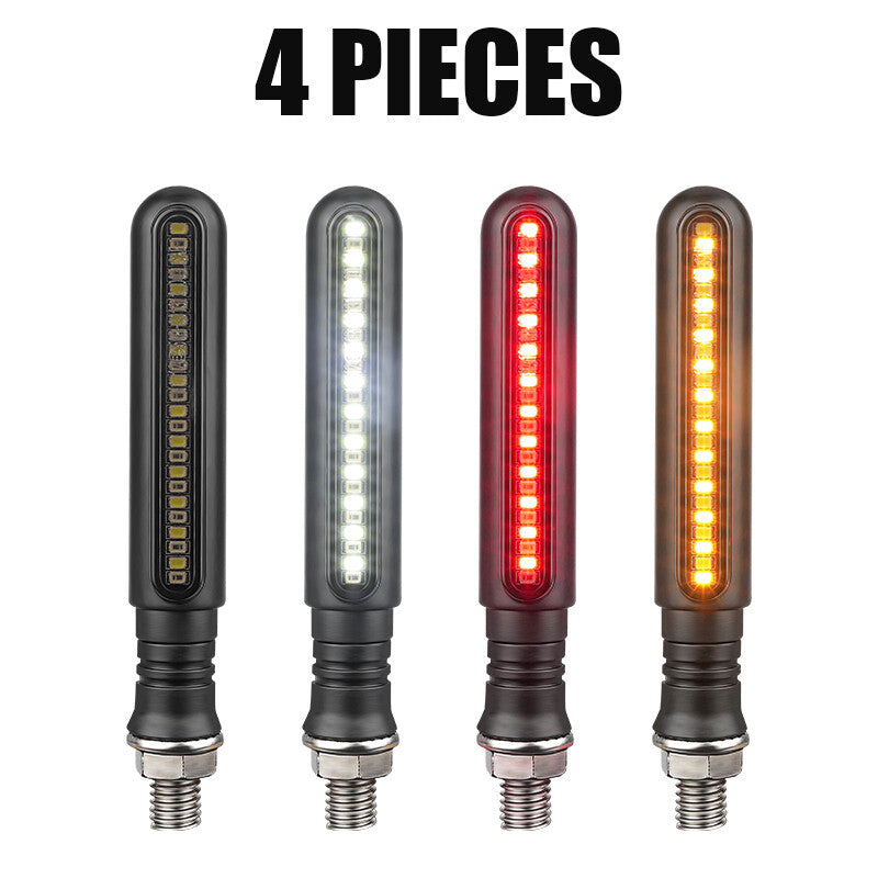 4x LED Motorcycle Sequential Flowing Turn Signals Indicator Light DRL Brake Lamp