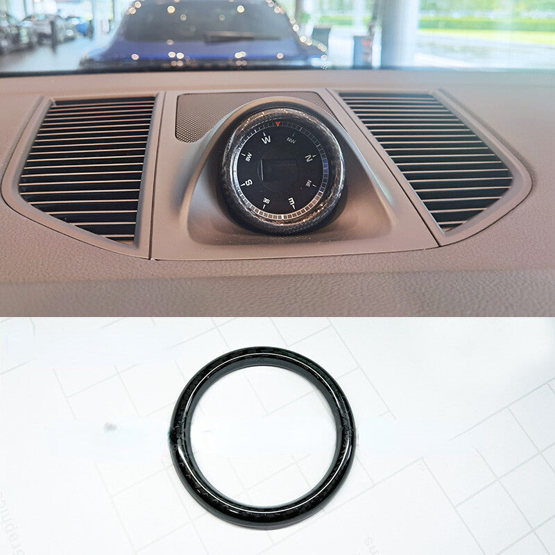 Real Carbon Fiber Dashboard Center Clock Cover Trim for Porsche Macan 2014-2023