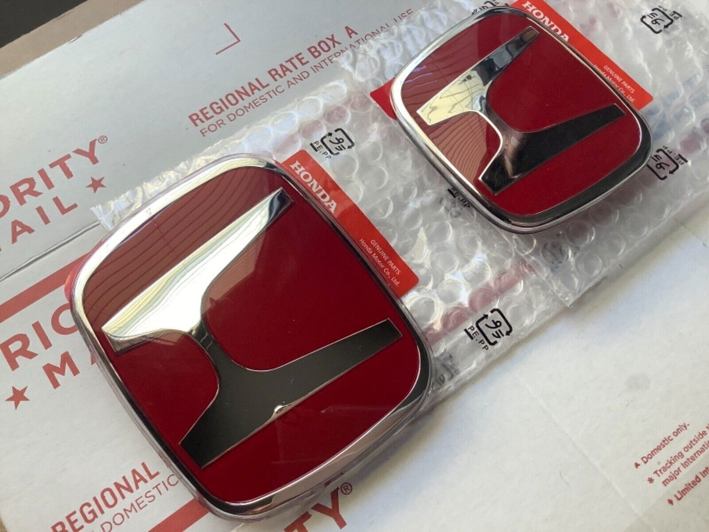 2-Pack Front and Back Badges with Red H Badges Suitable for 2016-2021 for Civic Sedan 4door