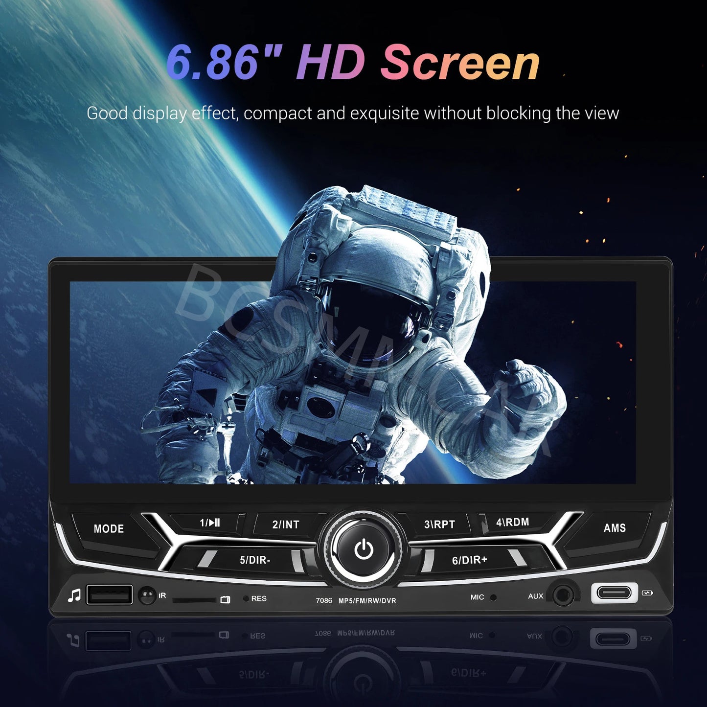 6.86 Double 2 DIN Touch Screen Stereo Radio Car For Apple Carplay Bluetooth AUX