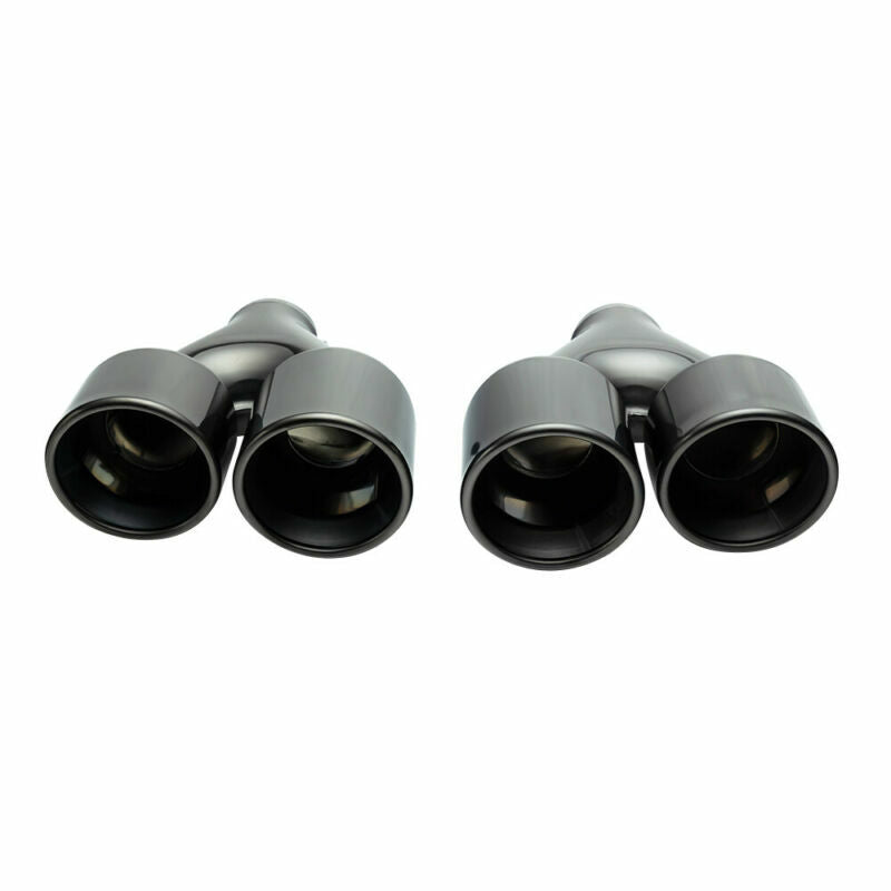 2PCS Universal 2.5'' ID 4'' OD Exhaust Tips End Dual Tip Double Wall Tips BLK