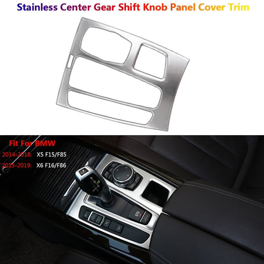 Stainless for BMW X5 X6 F15 F16 Car Center Console Gear Shift Panel Cover Trim