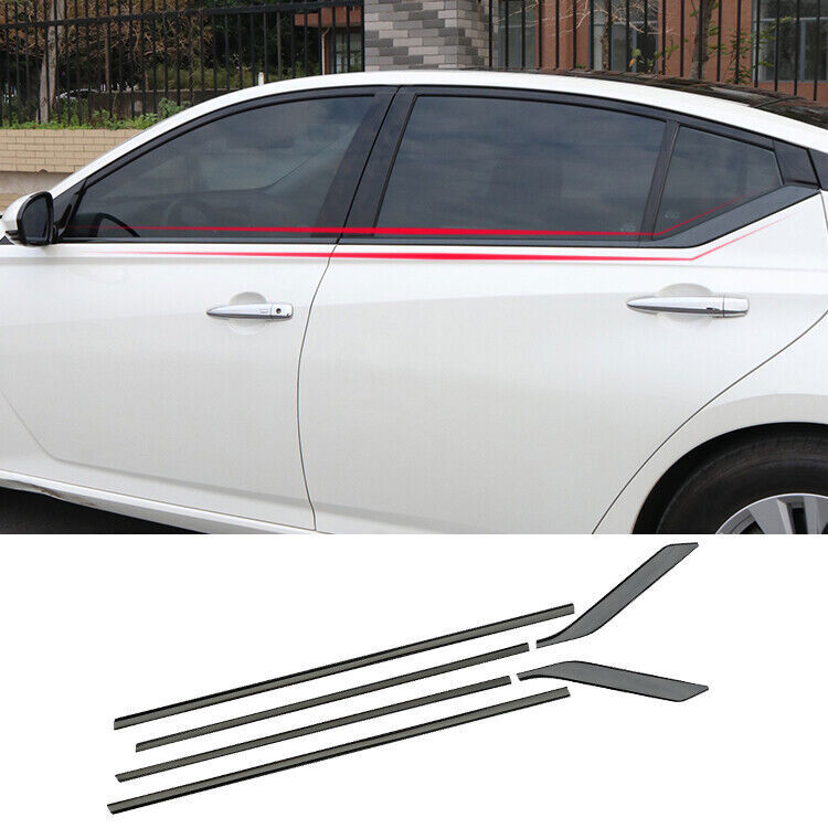 for Nissan Altima 2019-2024 Black Stainless Window Bottom Trim Strip Cover 6Pcs