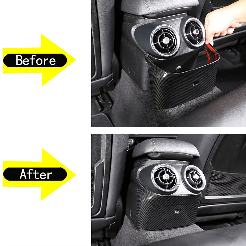 Carbon ABS rear vent socket panel cover trim for Alfa Romeo Giulia 2017-2022