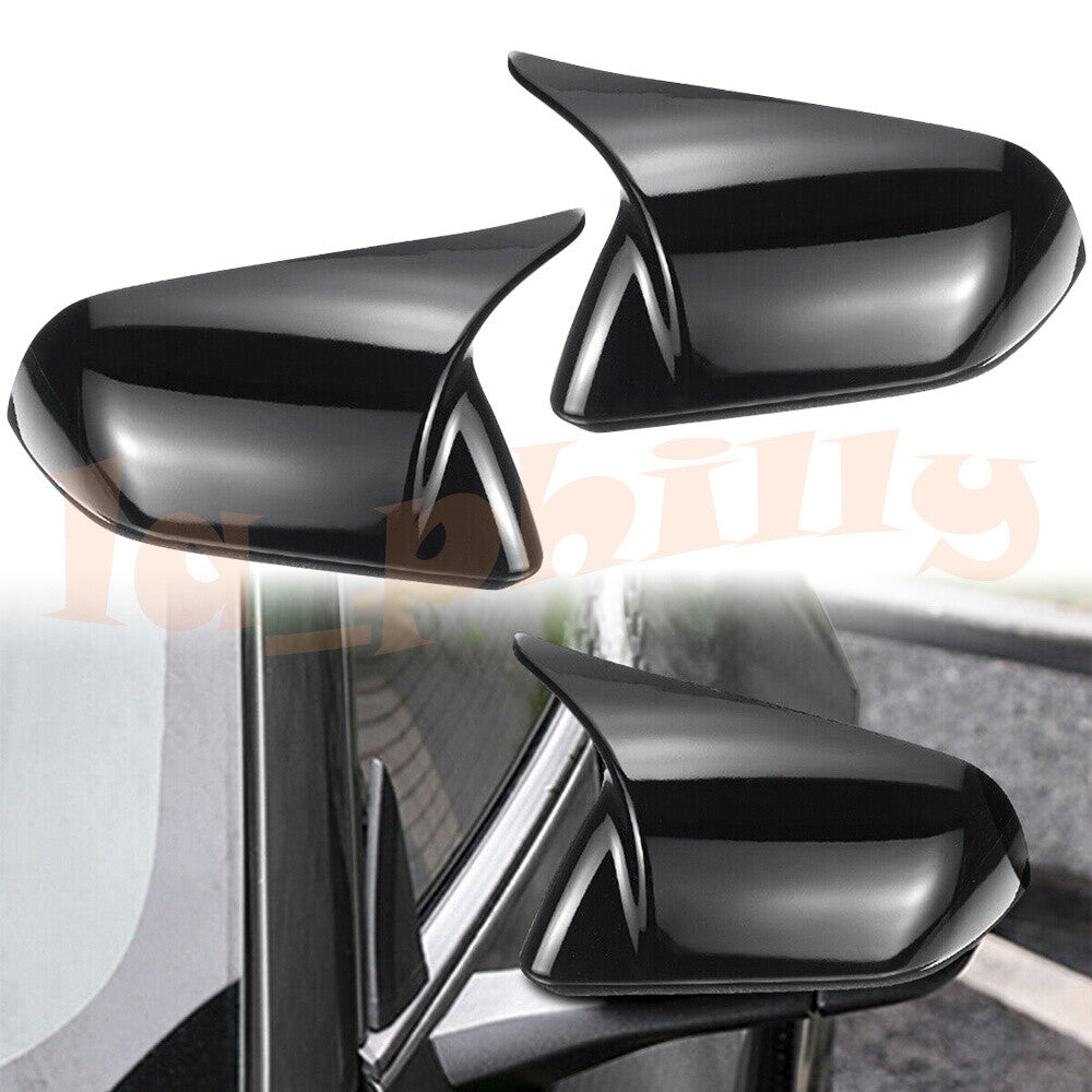Glossy Black Horn Style Rearview Side Mirror Cover Fit for Ford for Mustang 2015-22