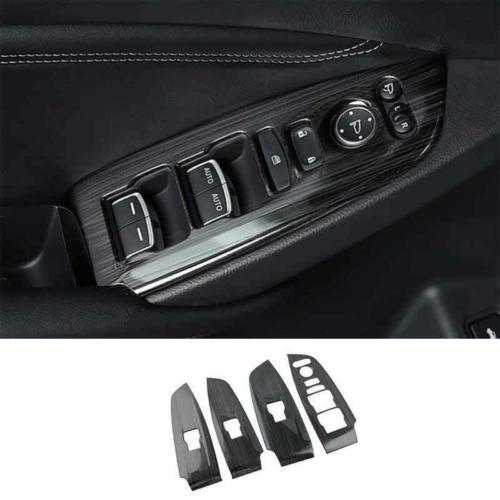 for Honda Accord 2018-2022 Black Steel Window Lift Panel Switch Cover Trim 4pcs