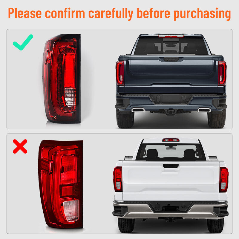 Suitable for 2019-2023 for GMC for Sierra 1500 factory full LED taillights and brake lights (left and right).