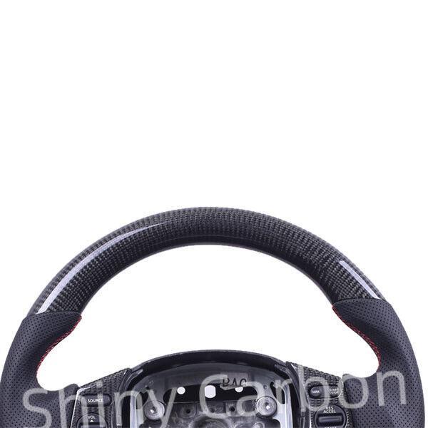 Glossy carbon fiber steering wheel cover with CFTrim for Nissan GT-R R35 2007-2016