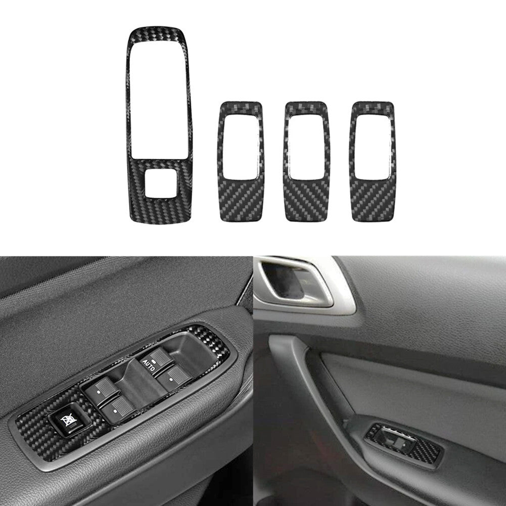 4X Carbon Fiber Door Control Switch Frame Cover Trim for Ford Ranger 2019-2022