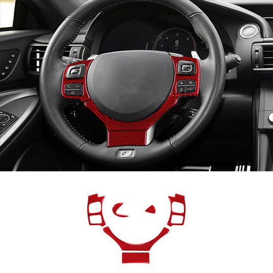 6X Red Carbon Fiber Steering Wheel Cover Trim for Lexus RC300 350 200T 2015-2020