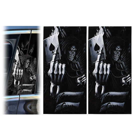 1019.7inch 2x Skull Car Center Pillar Stickers for Car Window Door Pillar Black