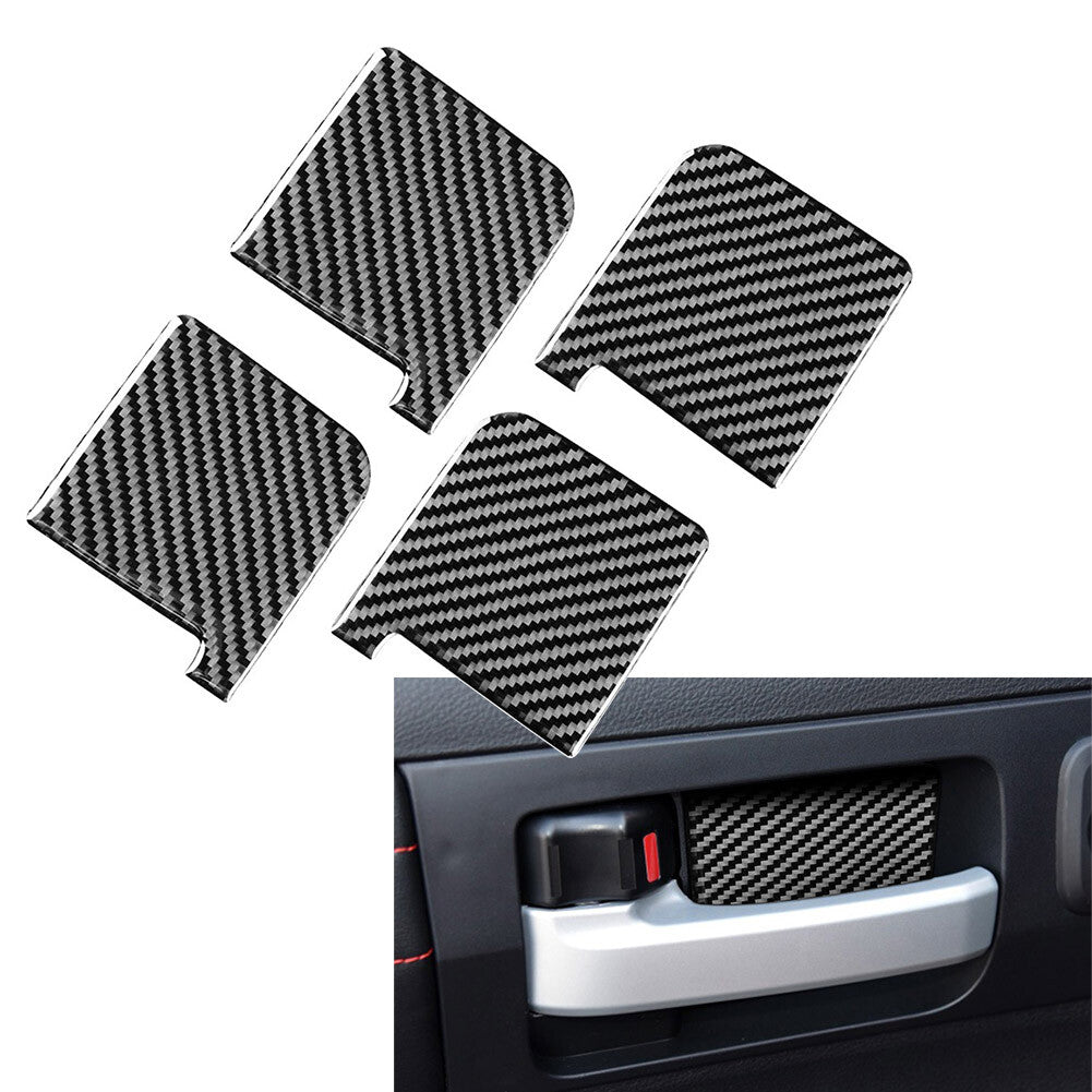 Carbon Fiber Door Handle Bowl Cover Trim for Toyota Tundra 2014-2021 2015 Black