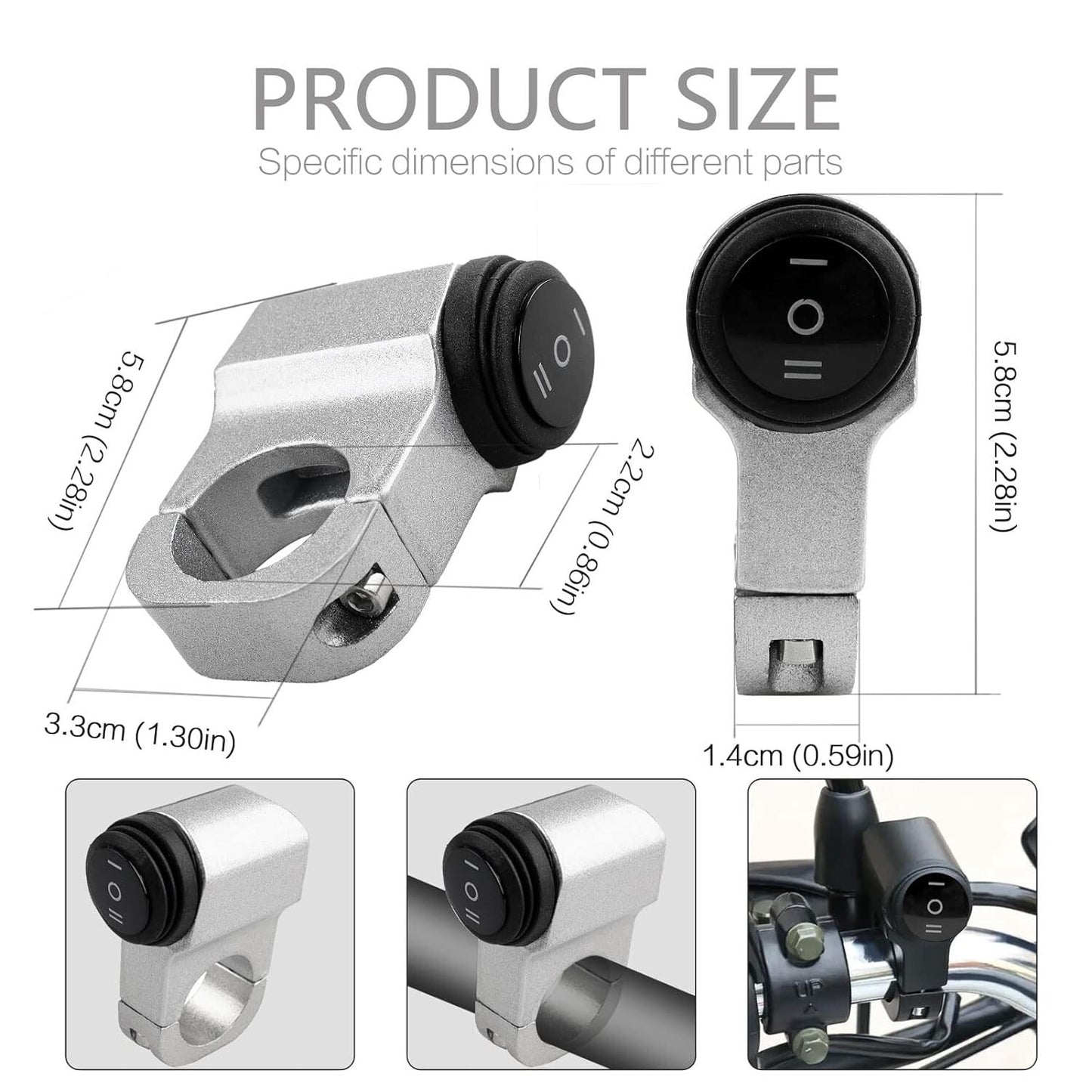 12V Waterproof Motorcycle ATV Handlebar Headlight Switch,7/8 22-23mm Handlebar