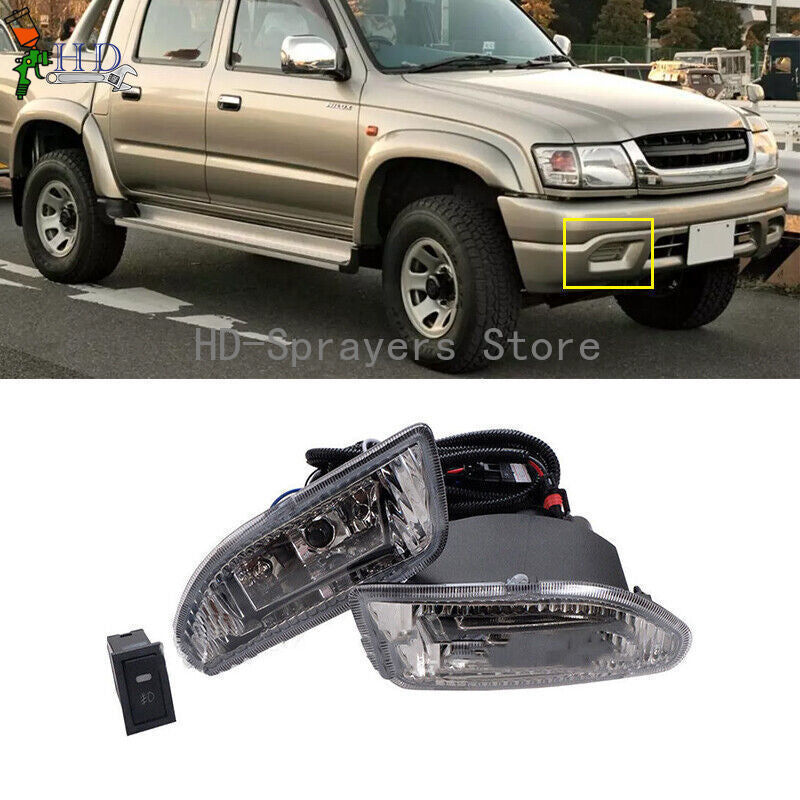 One set of front fog lights + wiring harness and switch suitable for 2002-2005 for Toyota Hilux
