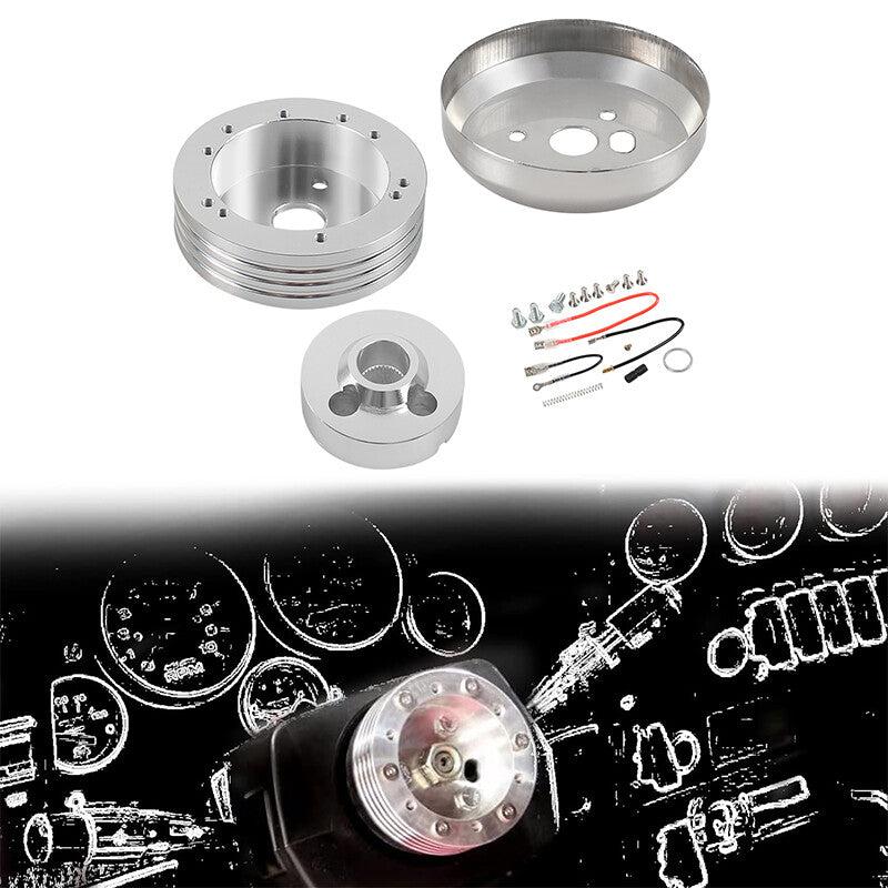 56 Hole Steering Wheel Polishe Hub Adapter Flaming River Ididit GM for Chevy Silver