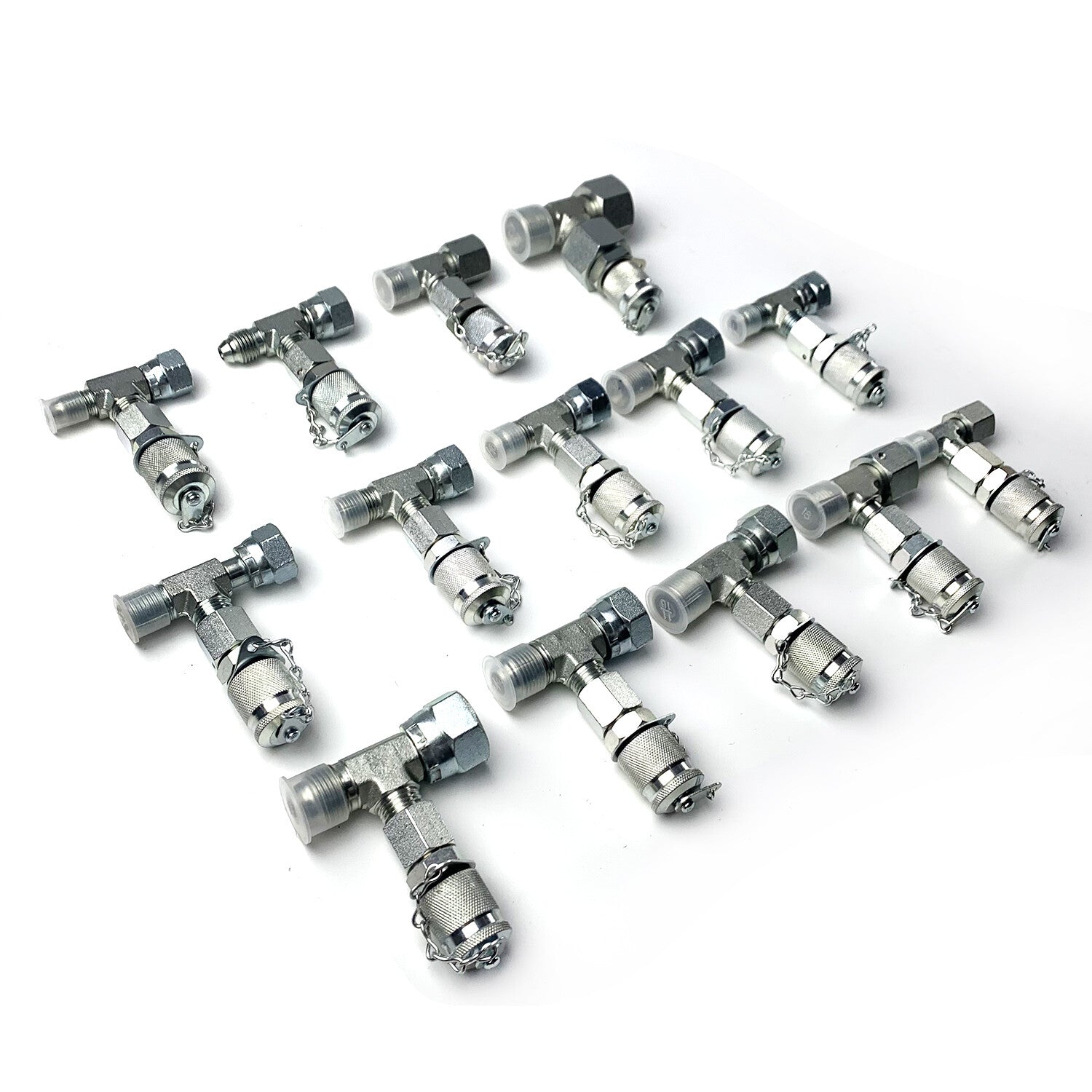 Set of 14 Tee Fittings Adapter Connector fits Pressure Gauge Test Kit Hydraulic
