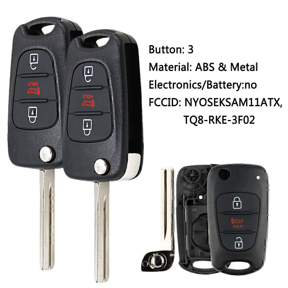 2 For 2011 2012 2013 for Kia Soul Keyless Flip Remote Car Key Fob Shell Case Pad