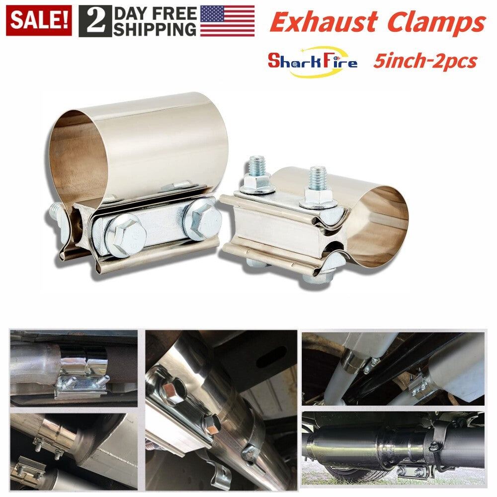 5-inch Butt connector with clip, exhaust muffler clip, 2-piece exhaust pipe clamp