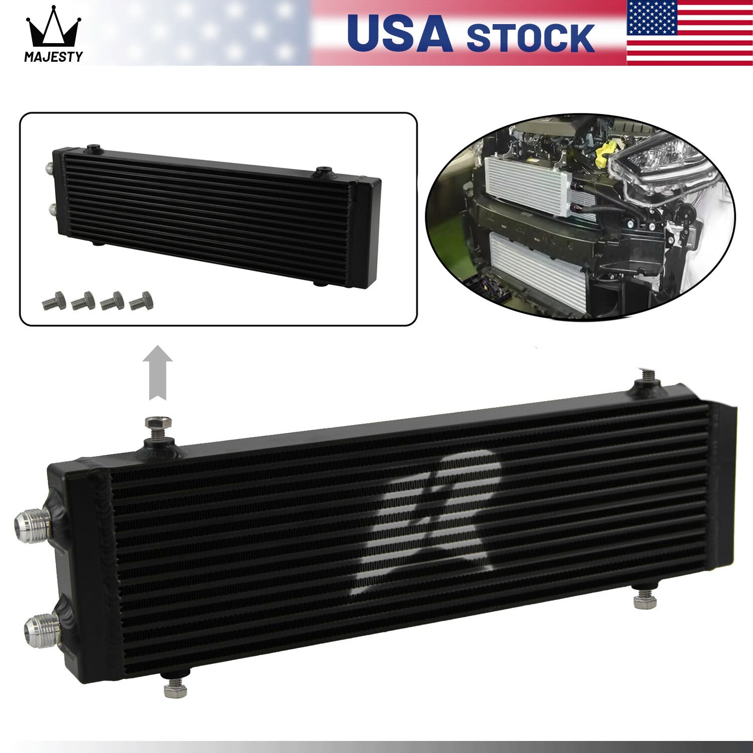 Universal Dual Pass Bar  Plate Oil Cooler Large Core:18.5x5.5x1.58