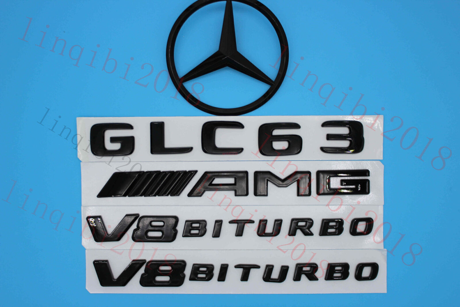 1Set GLC63 AMG Trunk Logo Sticker Decal Emblem Badge Package For W253