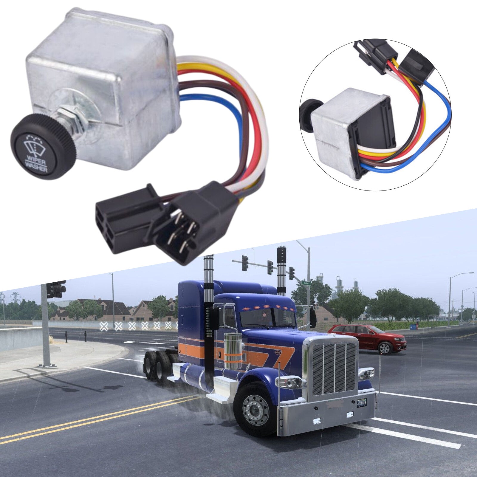 6 Wire Wiper Switch fit for Peterbilt 300 Series 75600-26 577.75633 Set AT