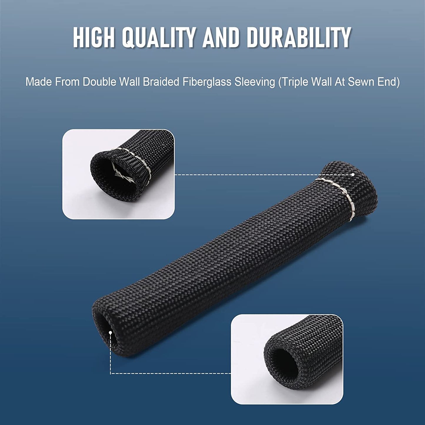 Black spark plug wire protection, 2500¡ãC high temperature heat-resistant tape, 8-pack