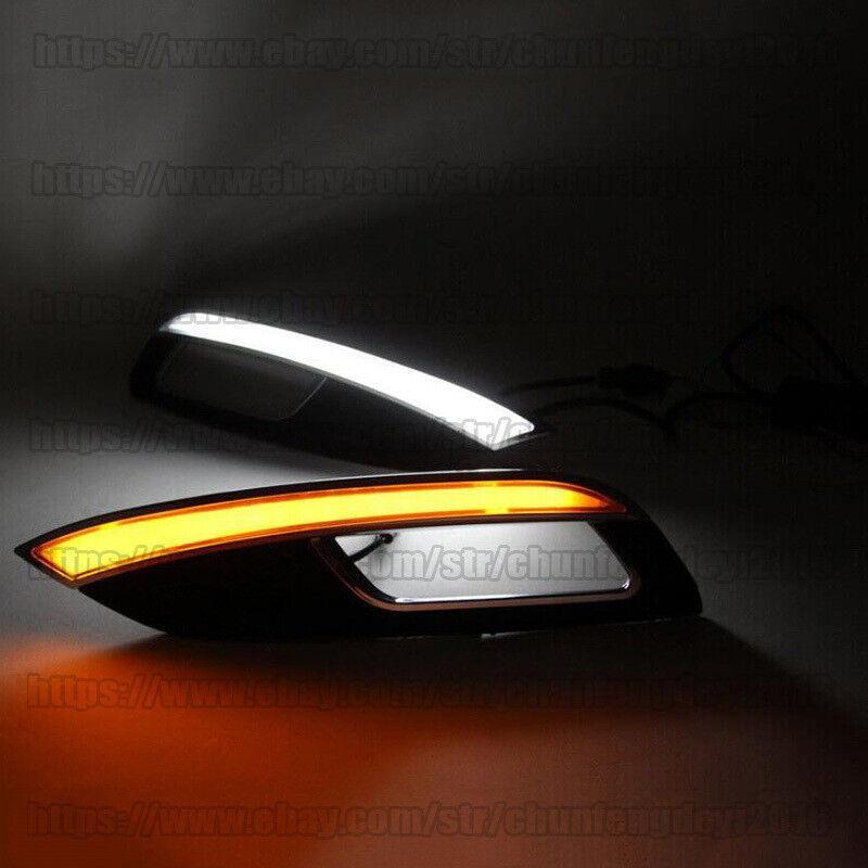 for Kia K3 Forte 2013-15 2pcs DRL Daytime Running Fog Light W/ Turn Signal Lamp