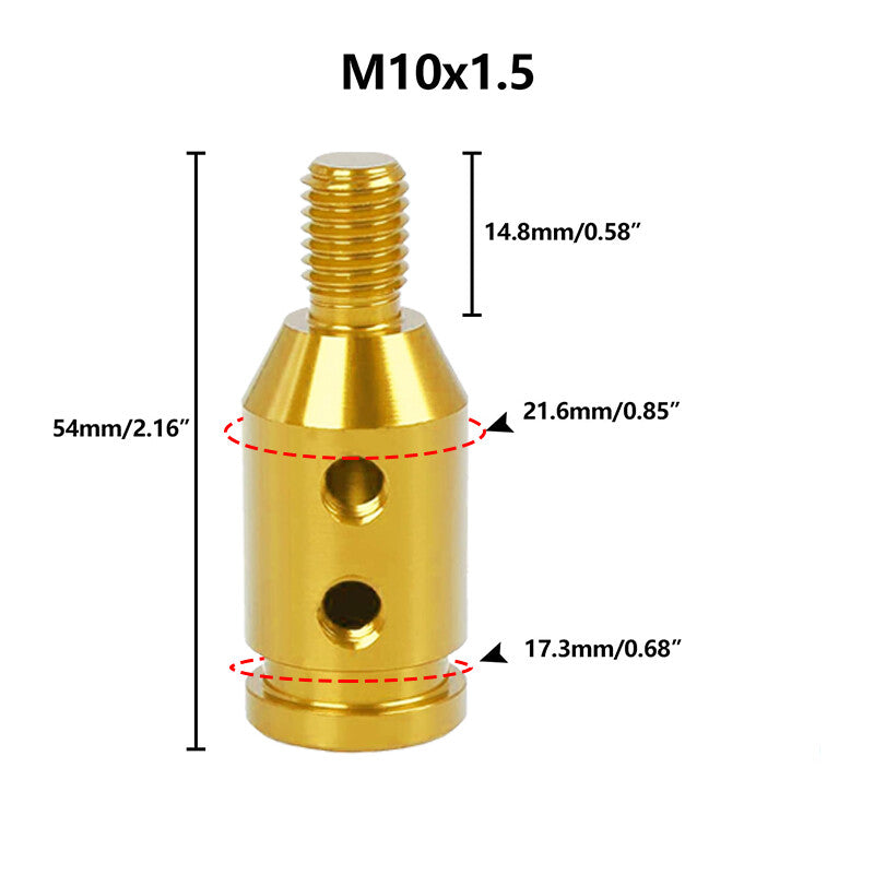 Gold Car Gear Shift Knob Adapter for Non Threaded Shifter M10 x 1.5 Universal