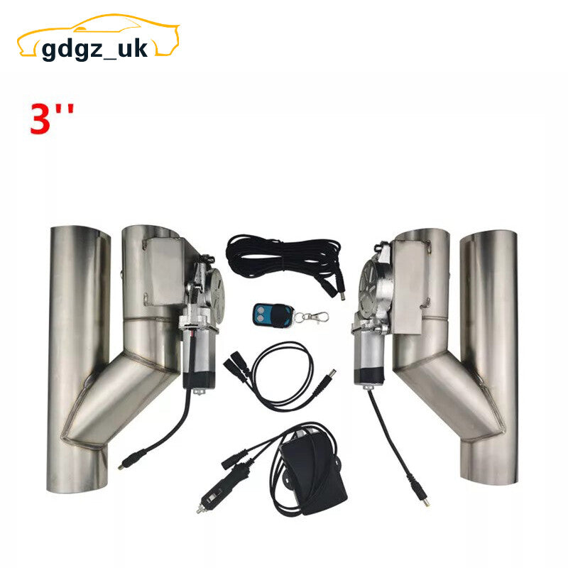 3 Double Electric Exhaust Valve Y Pipe Single Flap Control Valve Remote Switch