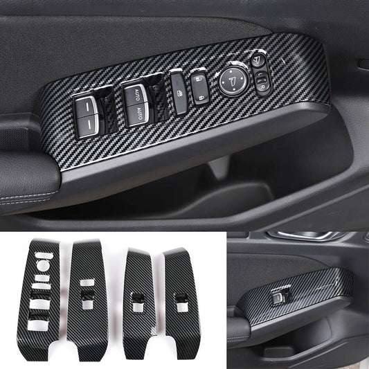 4¡ÁCarbon Fiber ABS Window Lift Switch Button Trim for Honda for Civic 11th 2022 2023