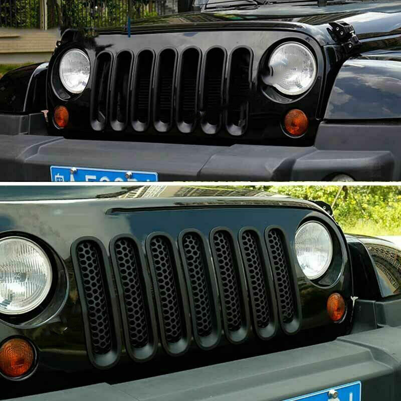For 2007-2015 for Jeep for Wrangler JK Black Front Center Mesh Grille Grills Cover Trim