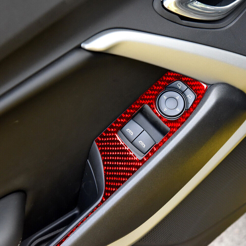 Red Carbon Fiber Window Lift Switch Button Panel Trim for Chevy Camaro 2016-23 A