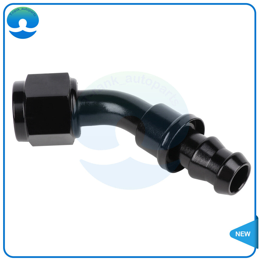 1PC 8AN 45 Degree Black Push on Lock Oil Fuel Barb Line Hose End Adapter Fitting