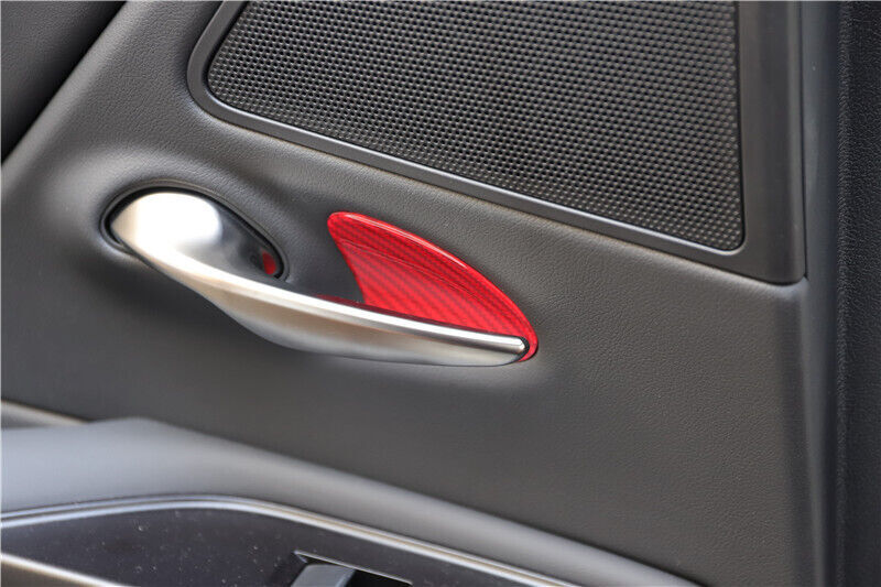 Car Inner Door Bowl Sticker Trim 4PCS Fit for Lexus for ES 2018-21 Red Carbon Fiber