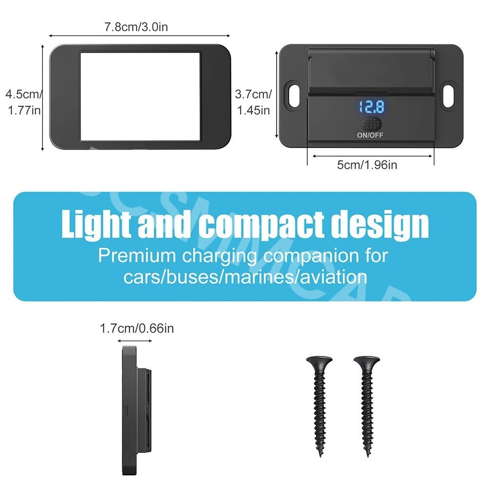Car for Charger Socket Power Switch Multi Port Type C USB W/Dust Cover Waterproof