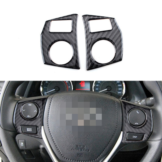 Carbon Fiber Interior Steering Wheel Buttons Trim for Toyota for Corolla 2014-2018